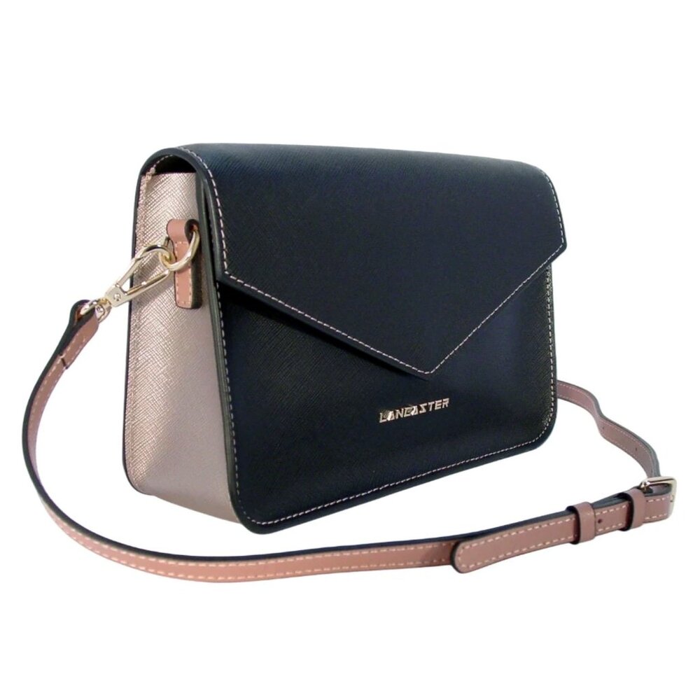 LANCASTER Paris Adeline Saffiano Leather Two Tone Signature Crossbody Bag